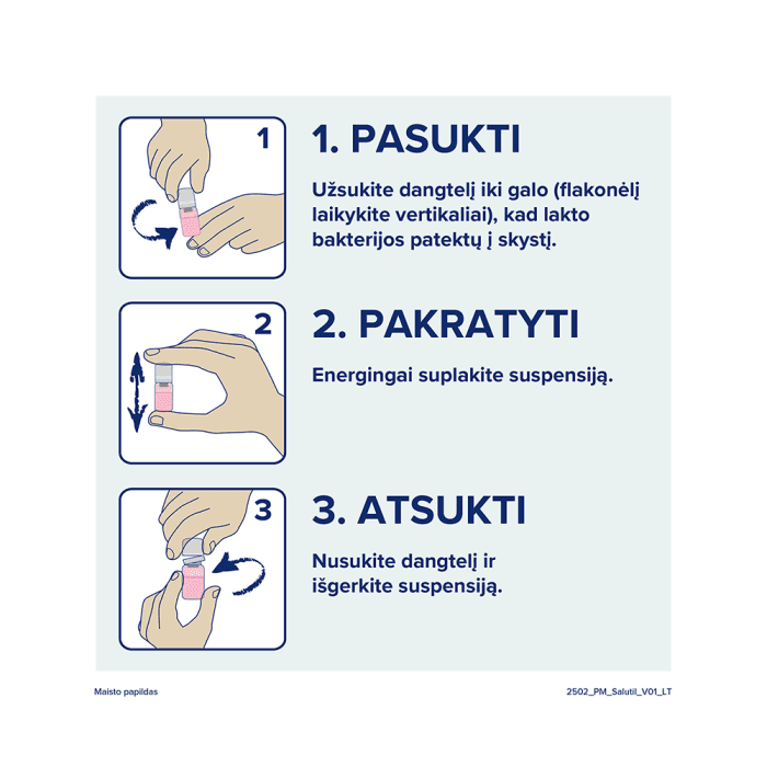 SALUTIL SHOTS (5 mlrd. Gyvybingųjų bakterijų), braškių skonio, 7 buteliukai-2