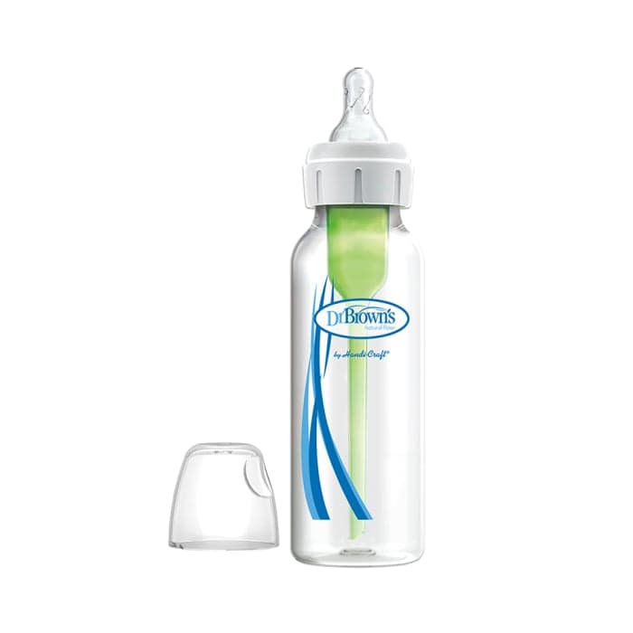 DR. BROWN'S buteliukas siauru kakleliu OPTIONS+, 1 vnt., 250 ml+žindukas, 0–3 mėn., 1 vnt., + valymo šepetėlis, 1 vnt.