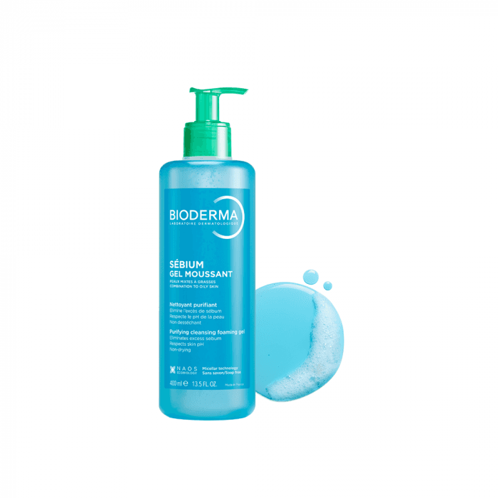 BIODERMA švelnus gelinis prausiklis riebiai, mišriai odai, SÉBIUM GEL MOUSSANT, 400 ml-1
