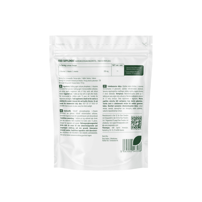 RAW POWDERS L-TEANINAS, 120 tablečių-1