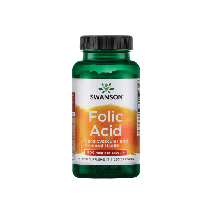 SWANSON FOLIO RŪGŠTIS 800 MCG, 250 kapsulių