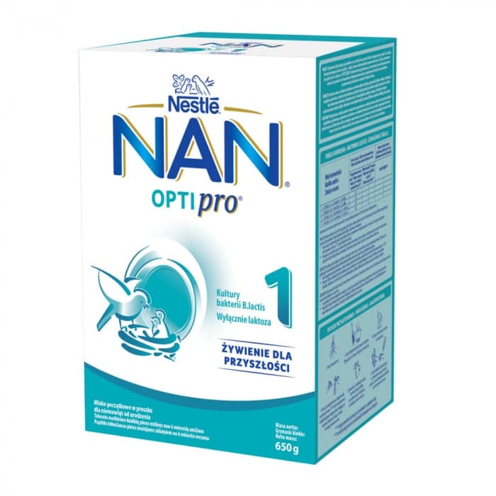 NESTLE pradinio maitinimo pieno mišinys NAN OPTIPRO 1, kūdikiams nuo gimimo, 650 g