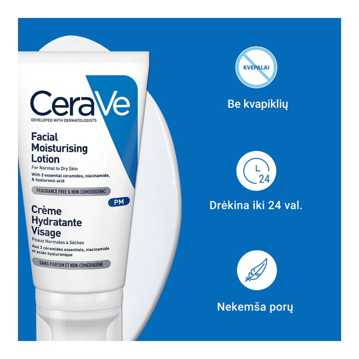 CERAVE drėkinamasis veido losjonas, 52 ml-2