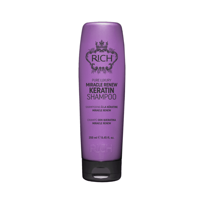 RICH glotnumo suteikiantis plaukų šampūnas su keratinu, MIRACLE RENEW KERATIN, 250 ml