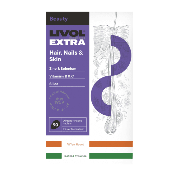 LIVOL EXTRA maisto papildas plaukams, odai, nagams, 90 tablečių-1