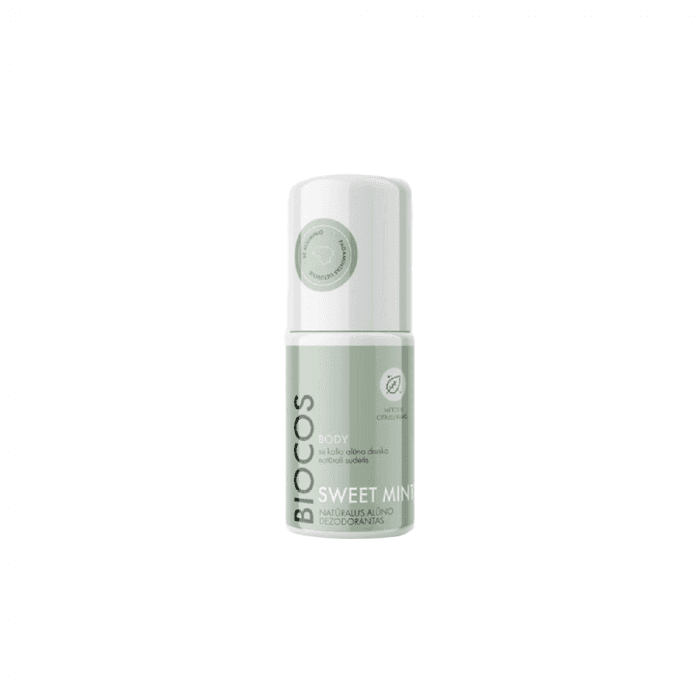 BIOCOS natūralus alūno dezodorantas su ženšeniu SWEET MINT, 60 ml