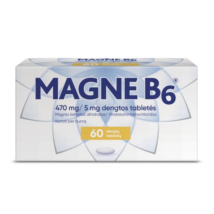 MAGNE B6, 470 mg/5 mg, dengtos tabletės, N60
