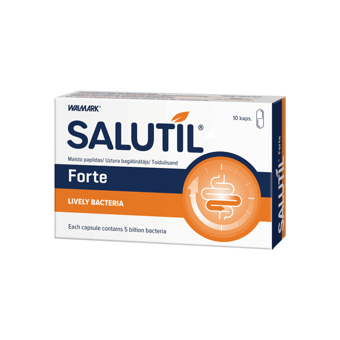 SALUTIL FORTE (5 mlrd. Gyvybingųjų bakterijų), 10 kietųjų kapsulių