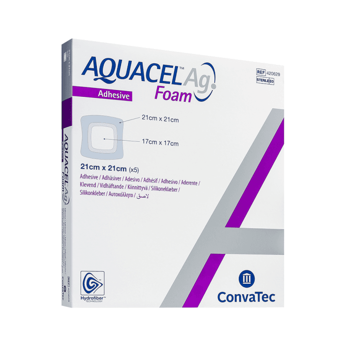 AQUACEL lipnus silikoninis tvarstis AG FOAM, 21 x 21 cm, 5 vnt.