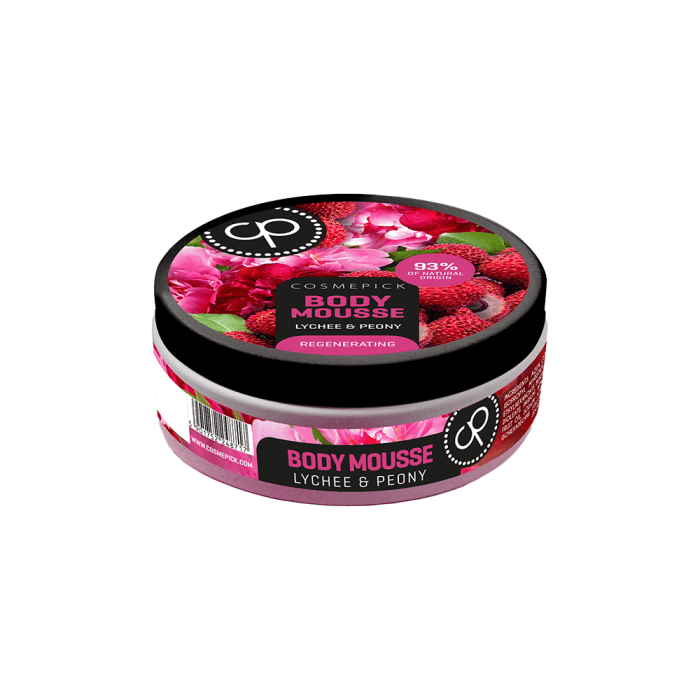 COSMEPICK drėkinantys kūno putėsiai, ličių ir bijūnų kvapo, 200 ml-1