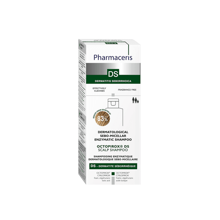PHARMACERIS šampūnas riebiai, pleiskanojančiai ir sudirgusiai odai DS, OCTOPIROX, 125 ml-1