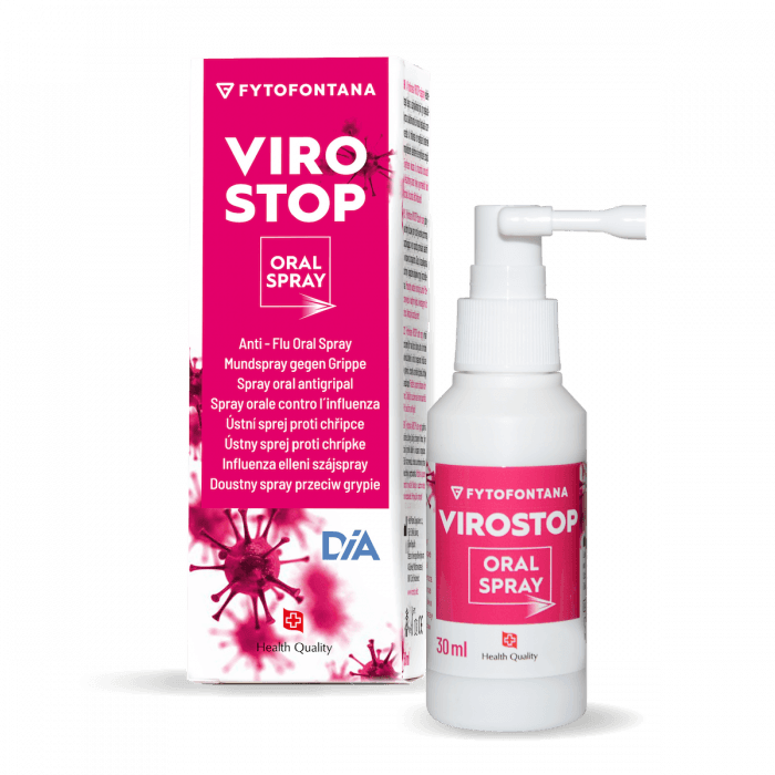 FYTOFONTANA VIROSTOP burnos purškalas, skirtas apsaugai nuo gripo ir kitų virusų, sukeliančių viršutinių kvėpavimo takų uždegimus, 30 ml