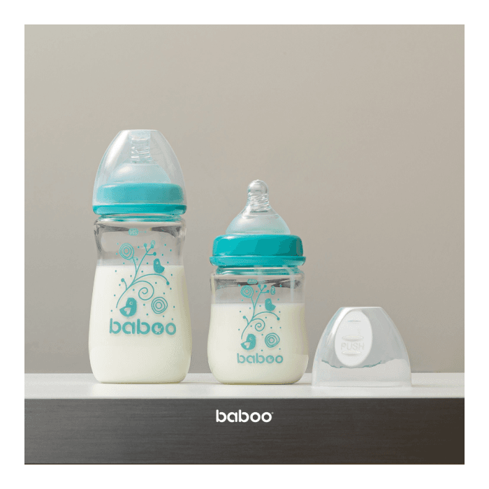 BABOO stiklinis buteliukas plačiu kakleliu, 150 ml, nuo 0+ mėn., 1 vnt.-2
