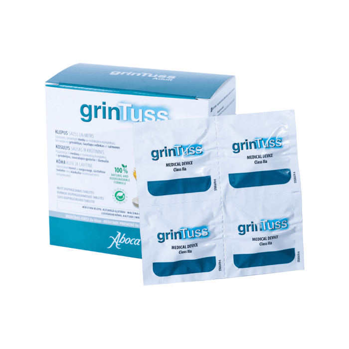 GRINTUSS ADULT, 20 burnoje tirpstančių tablečių-2