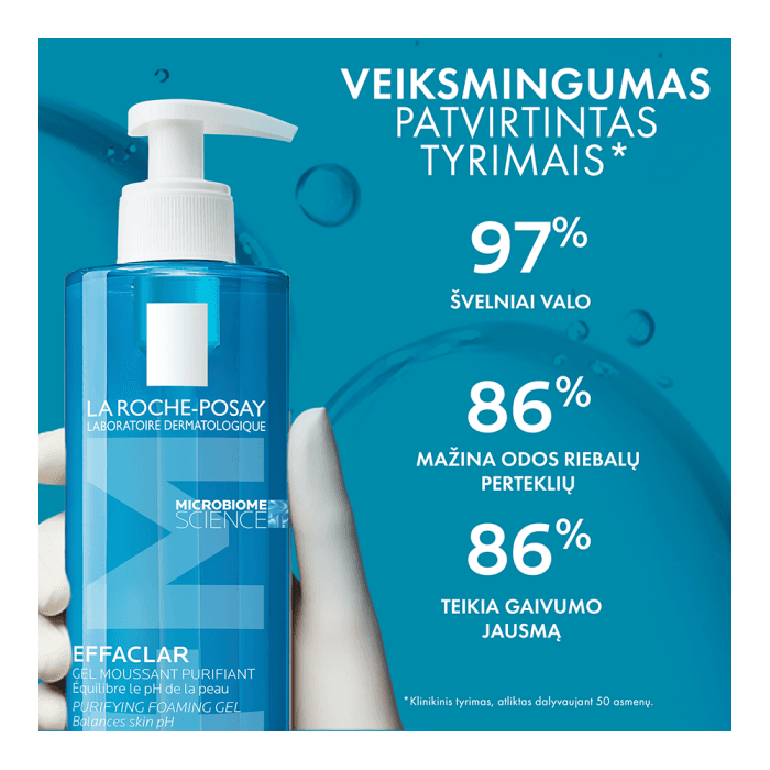 LA ROCHE-POSAY putojantis valomasis gelis riebiai ir jautriai odai EFFACLAR, 400 ml-2