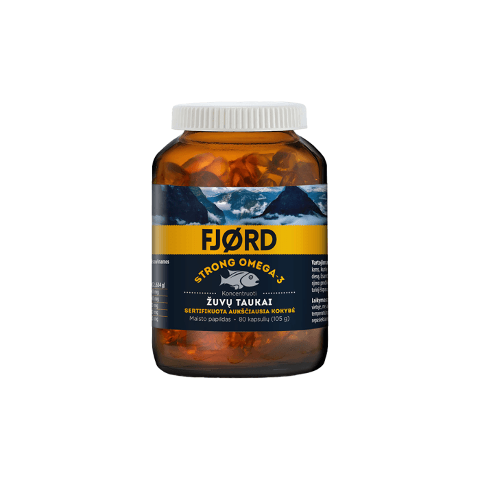 FJØRD STRONG OMEGA-3 žuvų taukai, 80 kapsulių-1