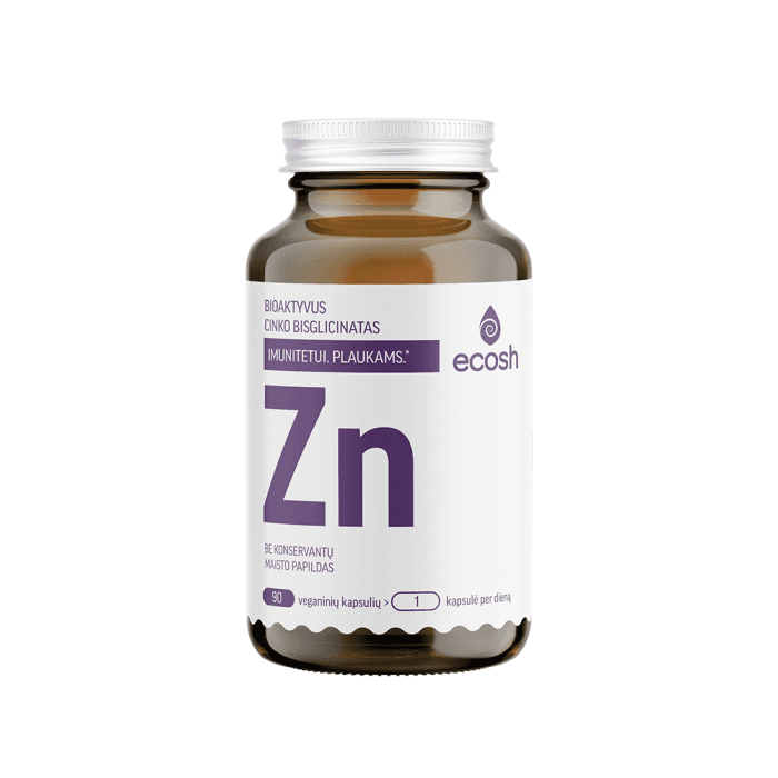 ECOSH bioaktyvus Cinkas, bisglicinatas 25mg, 90 kapsulių