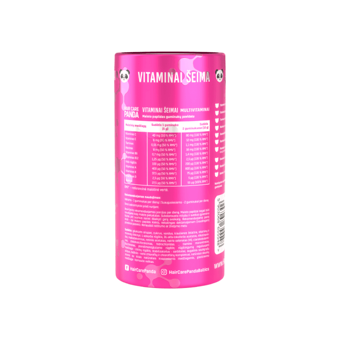 HAIR CARE PANDA VITAMINAI ŠEIMAI, 60 guminukų-1