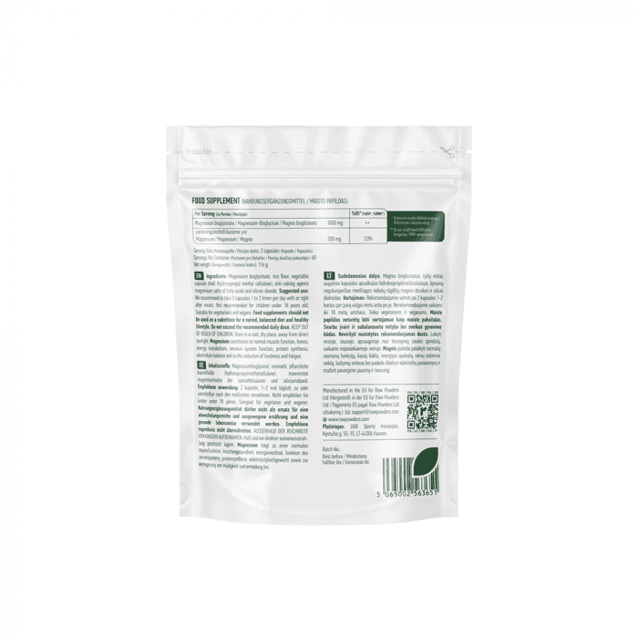 RAW POWDERS MAGNIO BISGLICINATAS, 120 kapsulių-1