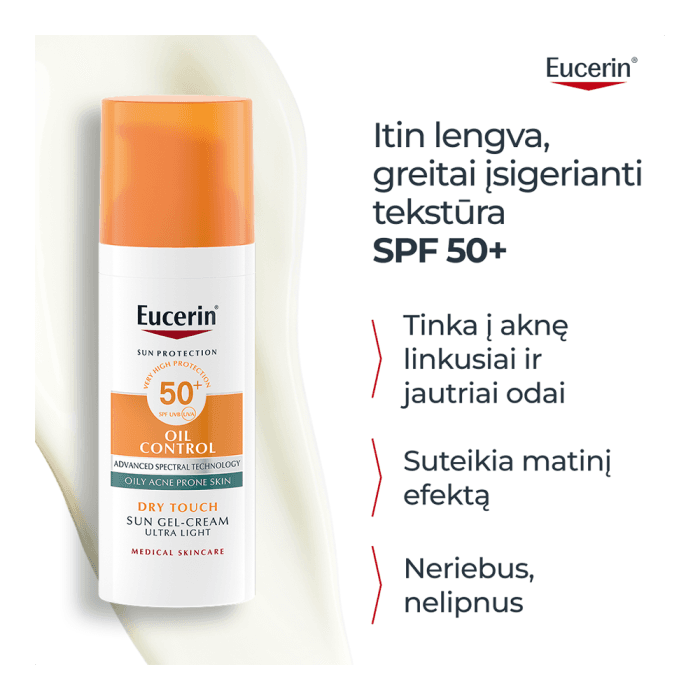 EUCERIN gelis-kremas veidui  SUN OIL CONTROL SPF 50+, 50 ml-1