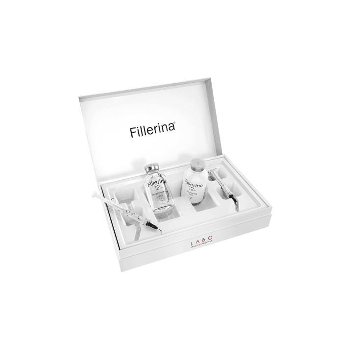 FILLERINA dermatologinė kosmetinė priemonė 12HA, 3 lygis, 2 buteliukai+du aplikatoriai priemonei paskirstyti-1