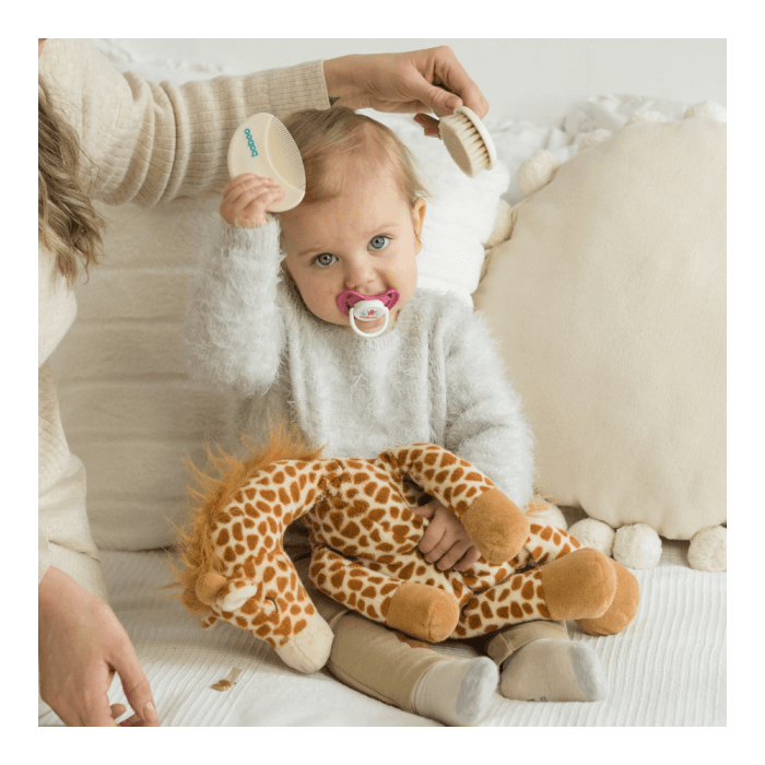 BABOO šukų ir šepečio su natūraliais šereliais rinkinys, nuo 0 mėn., 1 vnt.-1