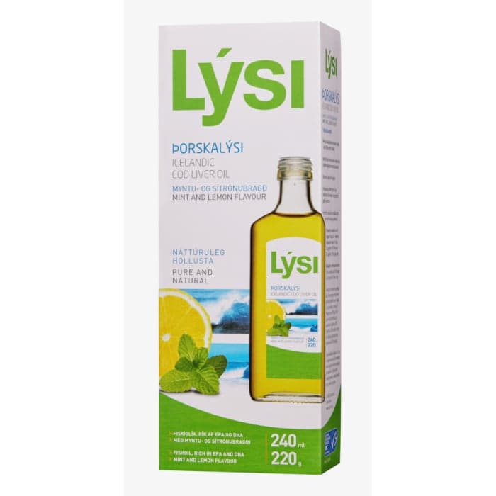 Lysi COD LIVER OIL natūralūs žuvų taukai mėtų ir citrinų skonio, 240 ml