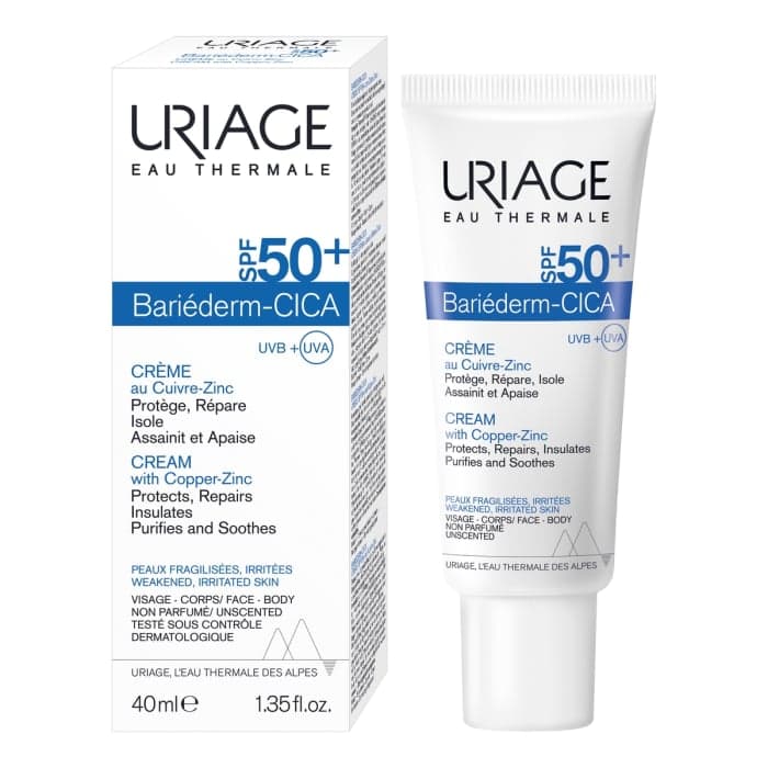 URIAGE atkuriamasis kremas su variu ir cinku BARIEDERM CICA, SPF 50+, 40 ml-1
