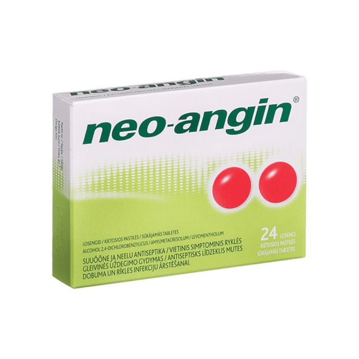 NEO-ANGIN, 1,2mg+0,6mg+5,9mg, kietosios pastilės, N24