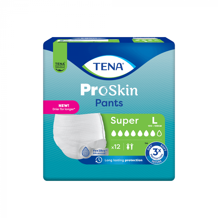 TENA sauskelnės kelnaitės PANTS SUPER, L dydis, 12 vnt.