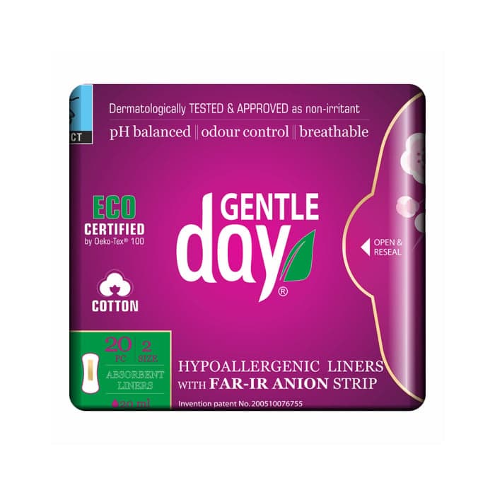 GENTLE DAY® hipoalerginiai sugeriantys kasdieniai įklotai jautriai odai su medvilne, 2 dydis, 20 vnt.