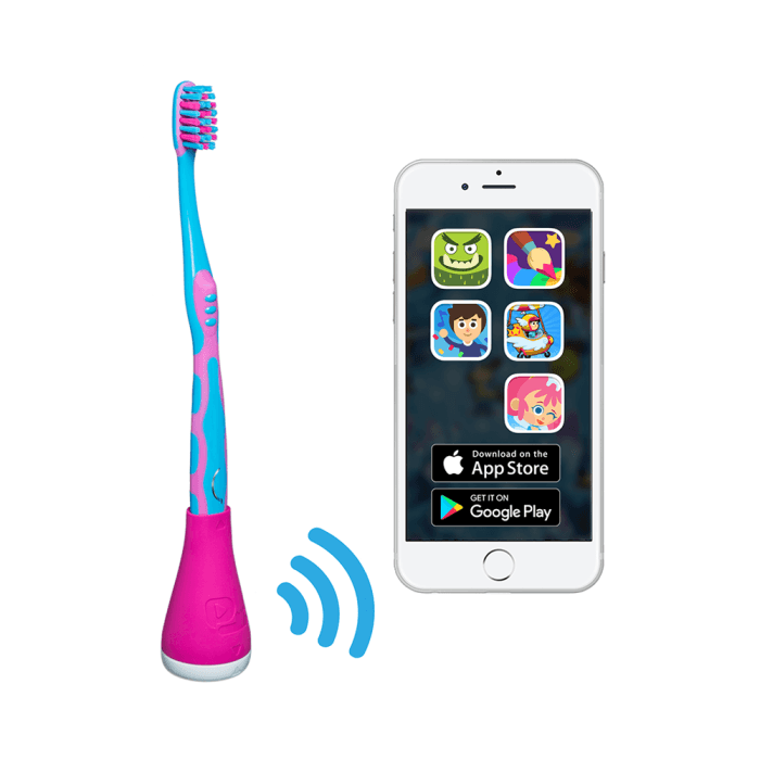 PLAYBRUSH išmanusis dantų šepetėlio kotelis SMART, rožinė spalva, nuo 3 m., 1 vnt.-1