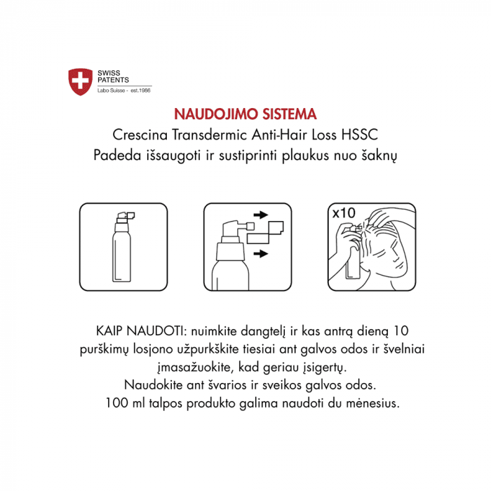 CRESCINA purškiamas losjonas plaukų slinkimo stabdymui moterims, 100 ml, 1 buteliukas-2