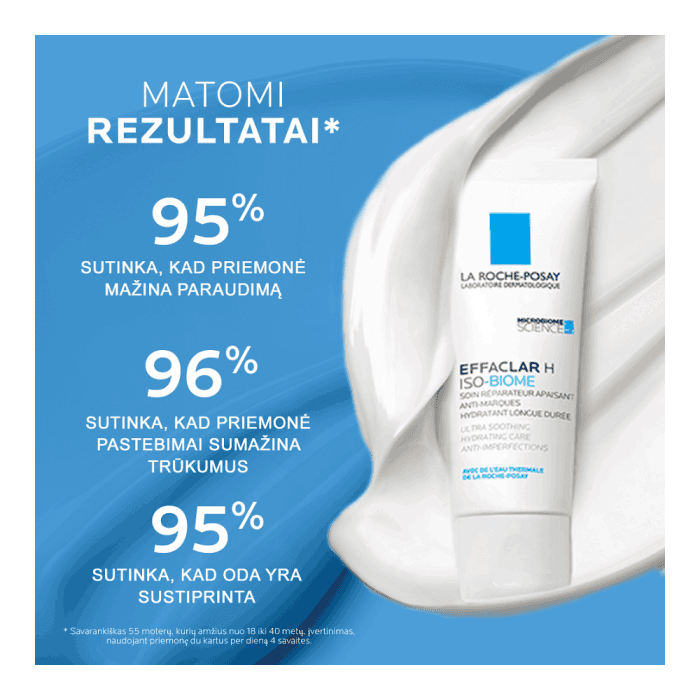 LA ROCHE-POSAY drėkinamasis kremas į aknę linkusiai odai EFFACLAR H ISO-BIOME, 40 ml-2