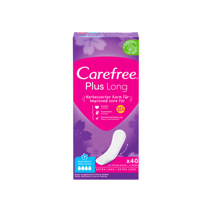 CAREFREE įklotai PLUS LONG FRESH, 40 vnt.