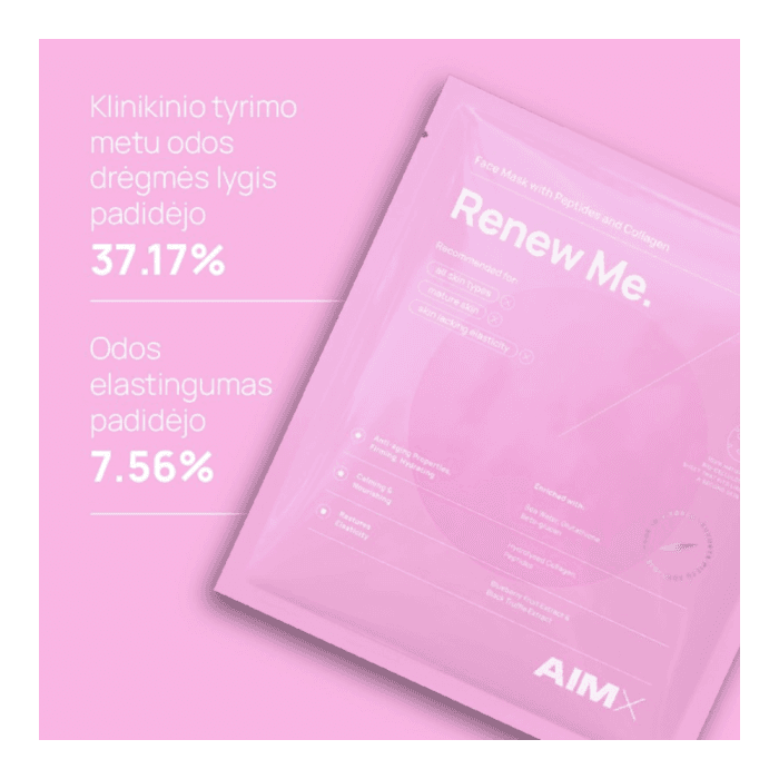 AIMX  lakštinė veido kaukė su peptidais ir kolagenu RENEW ME, 1 vnt.-1