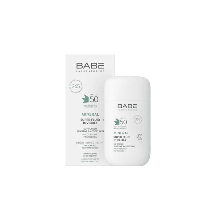 BABÉ mineralinis apsauginis veido fluidas nuo saulės MINERAL SUPER FLUID SPF50,, 50 ml