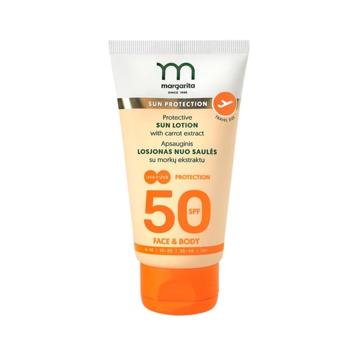 MARGARITA apsauginis losjonas nuo saulės su morkų ekstraktu, SPF 50 , nuo 3 m., 50 ml