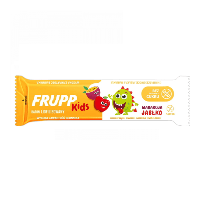 YUMYUM liofilizuotų obuolių ir pasiflorų batonėlis FRUPP, 9 g