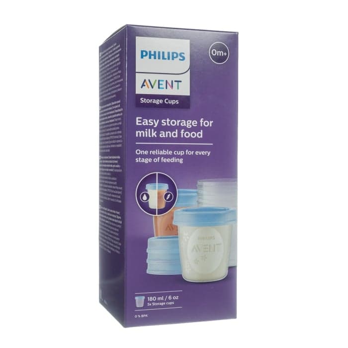 PHILIPS AVENT VIA indeliai morinos pienui ir maisteliui laikyti su dangteliais 180 ml, SCF619/05, 5 vnt., 180 ml