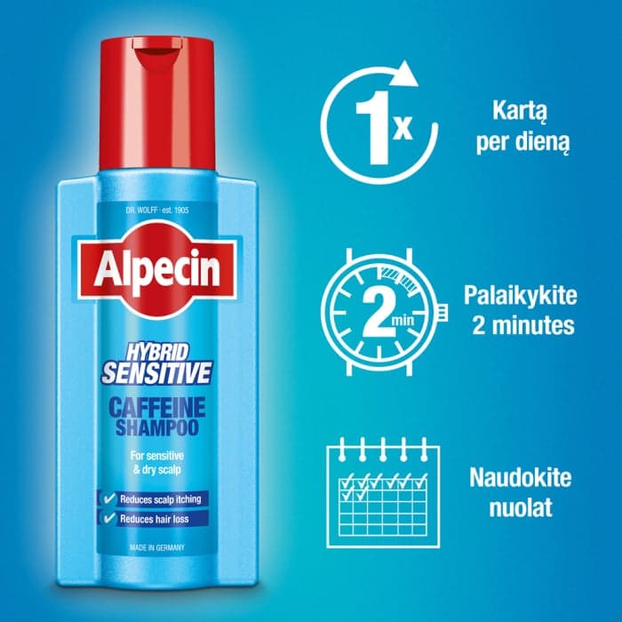 ALPECIN šampūnas su kofeinu sausai galvos odai HYBRID, 250 ml-1