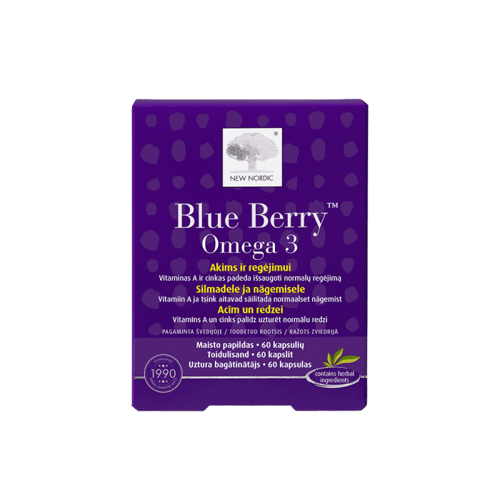 BLUE BERRY OMEGA 3, 60 kapsulių