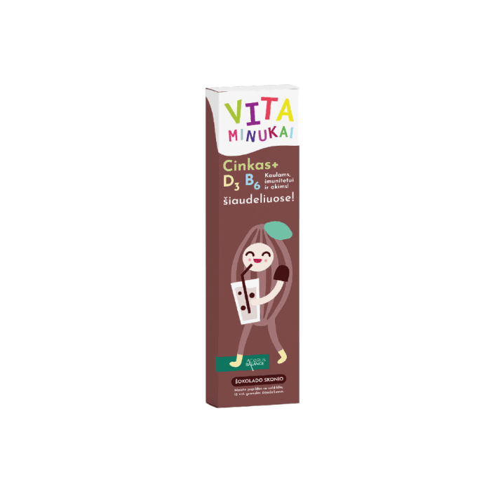 ACORUS BALANCE VITAMINUKAI su cinku, vit. D ir B6 šiaudeliuose, šokolado skonio, 10 vnt.