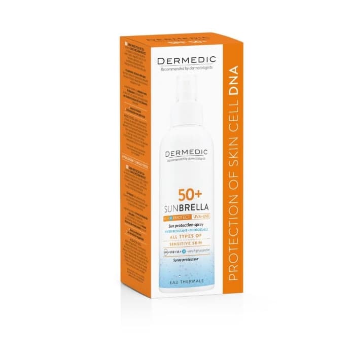 DERMEDIC SUNBRELLA purškiamas apsauginis kūno pienelis nuo saulės, SPF 50+, 150 ml-1