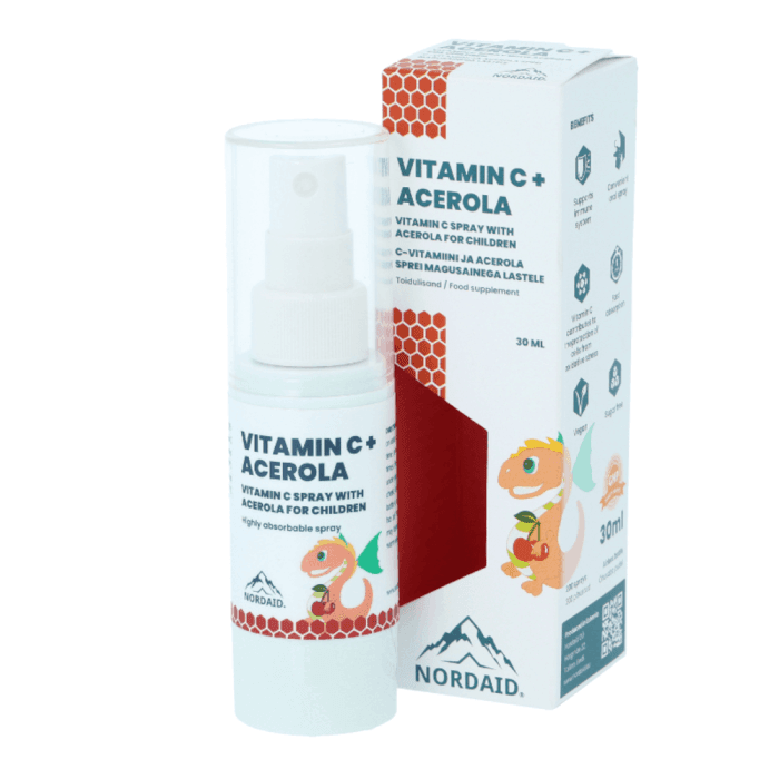 NORDAID purškiamas vitaminas C + acerola vaikams, 30 ml-1