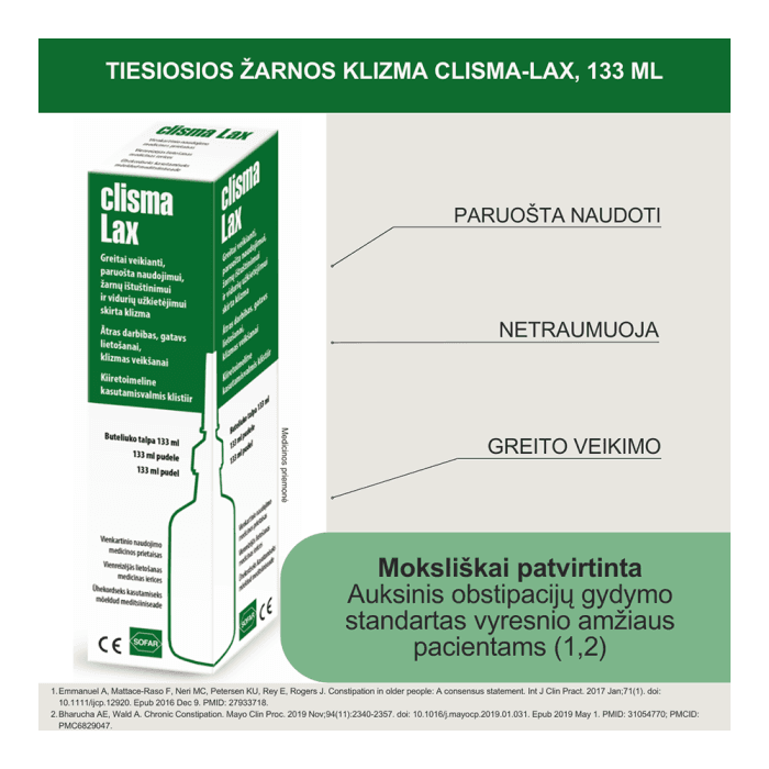 CLISMA-LAX tiesiosios žarnos klizma, 133 ml-1
