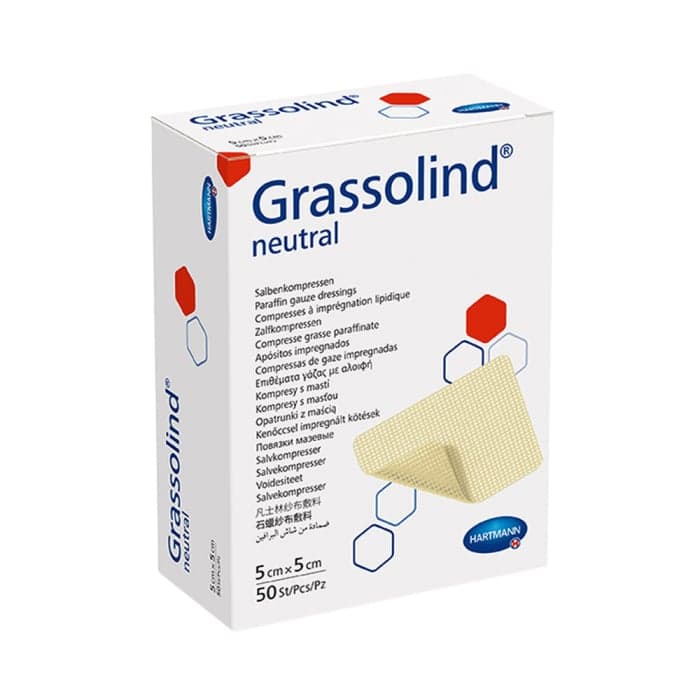 GRASSOLIND NEUTRAL sterilus tinklelinis tvarstis, 5 x 5 cm, 1 vnt.-1