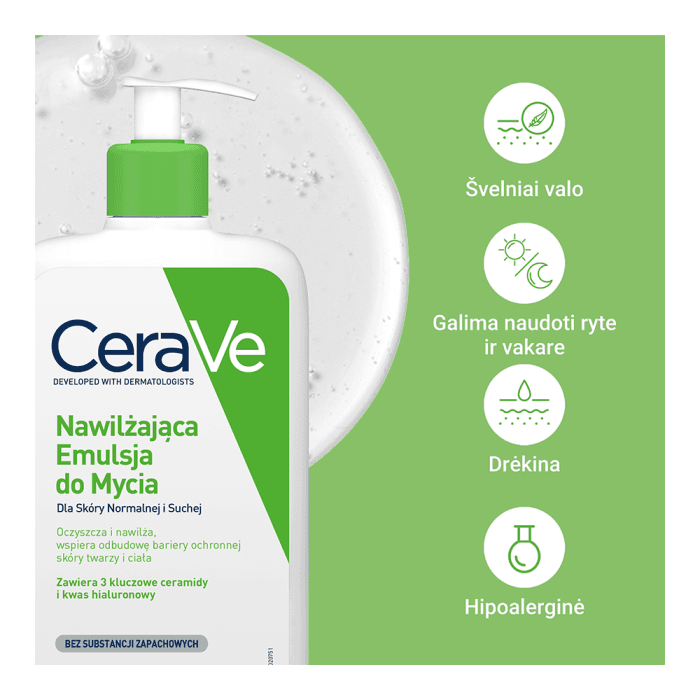 CERAVE prausiamoji emulsija normaliai ir sausai odai, papildymas, 473 ml-2