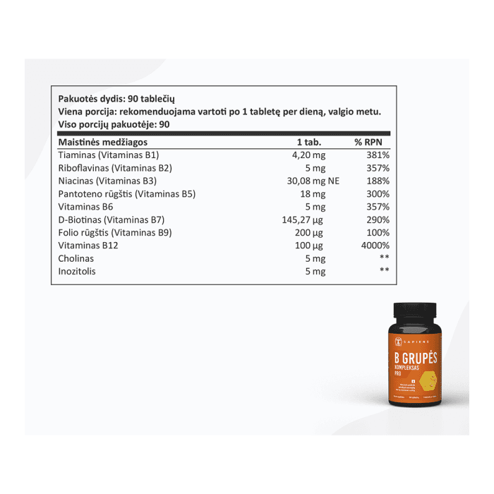 SAPIENS B grupės kompleksas PRO, 90 tablečių-1