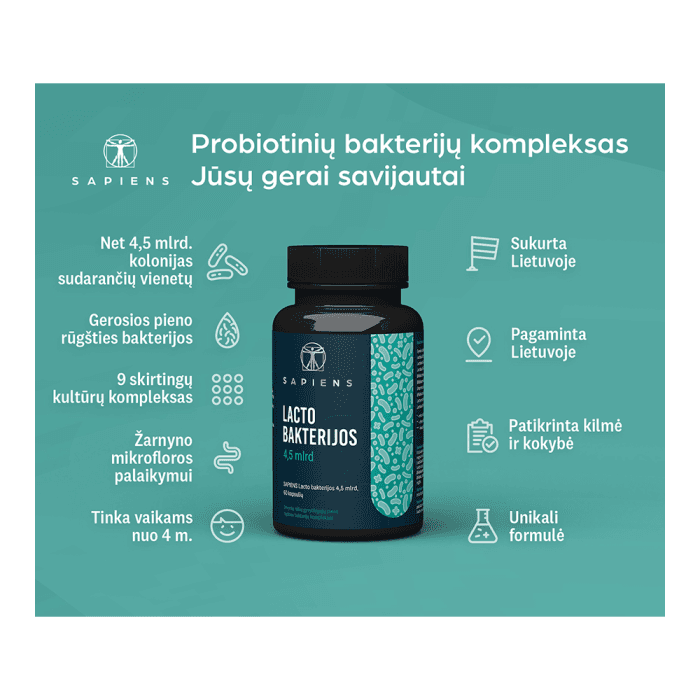 SAPIENS laktobakterijos, 60 kapsulių-1
